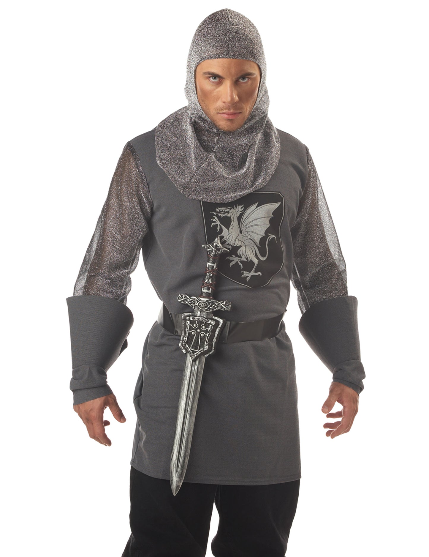 Mise en situation de l'épée de chevalier avec ceinture pour déguisement