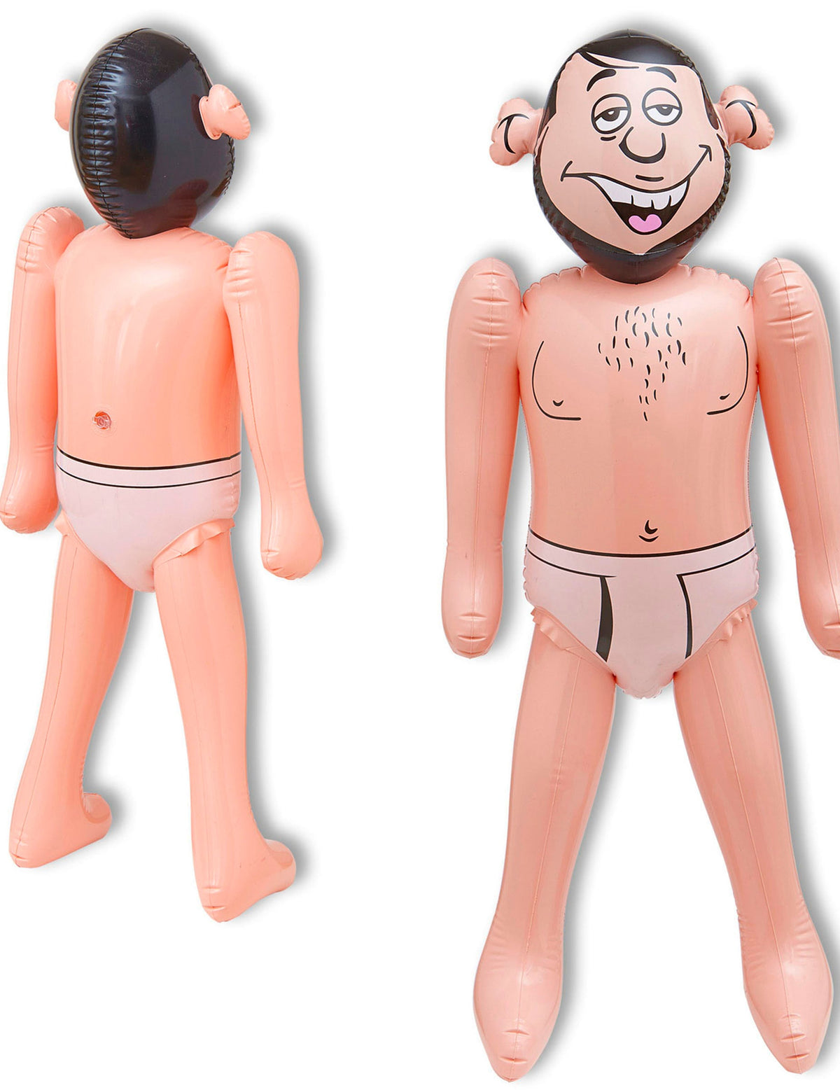 Epoux gonflable pour adulte beige avec barbe noire et slip blanc