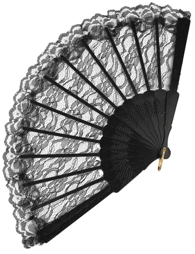 Eventail en dentelle pour adulte noir