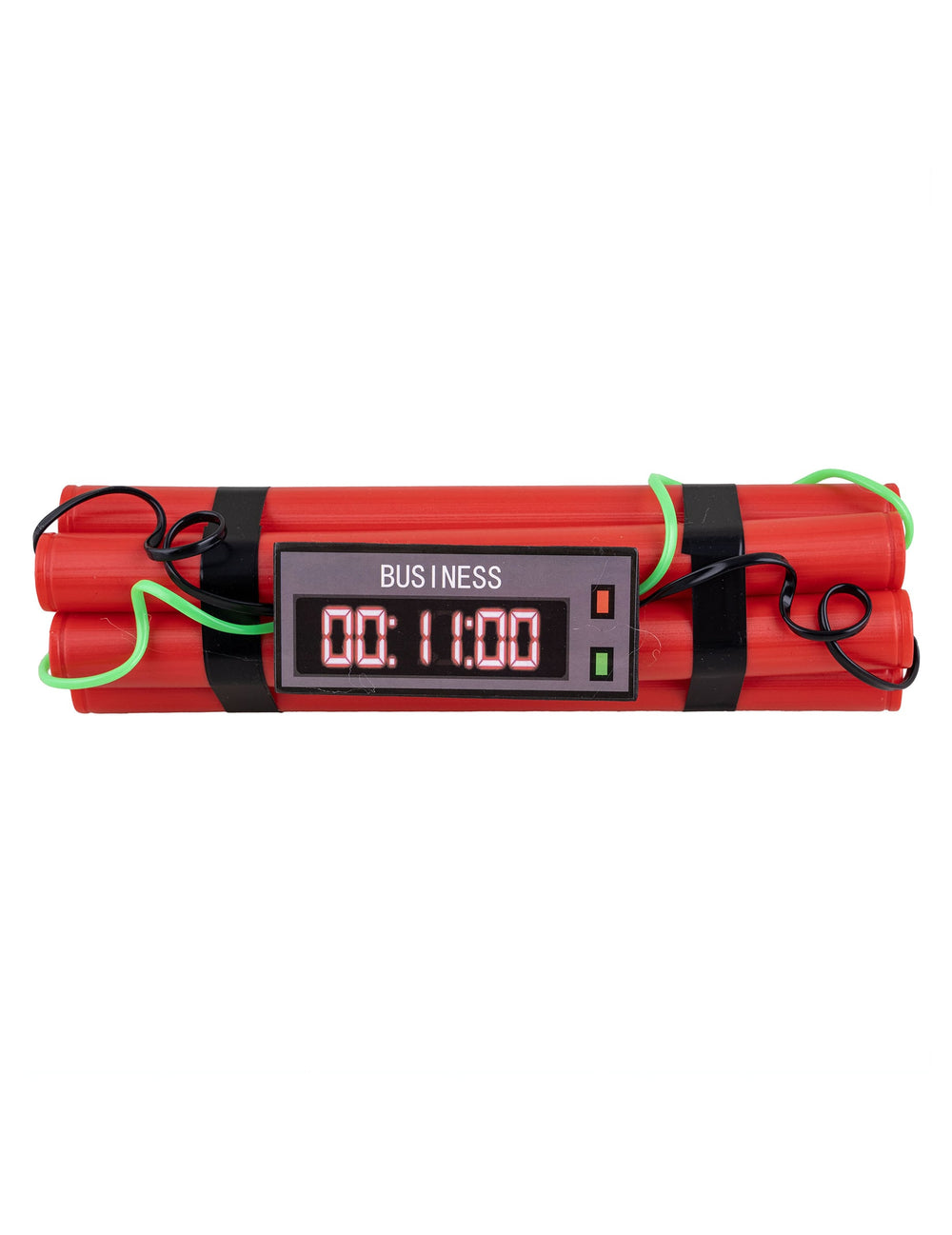 Fausse dynamite avec timer pour déguisement rouge avec fils verts et noirs