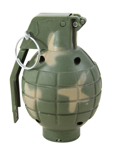 Fausse grenade sonore militaire pour déguisement vert camouflage en plastique