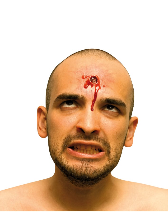 Fausse plaie visage impact de balle pour adulte ensanglantée