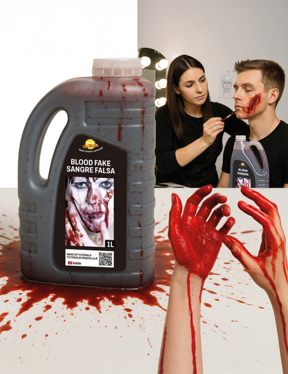 Faux sang Halloween pour adulte rouge liquide en bidon de 1 litre