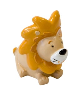 Figurine en résine lion pour décoration safari orange et jaune