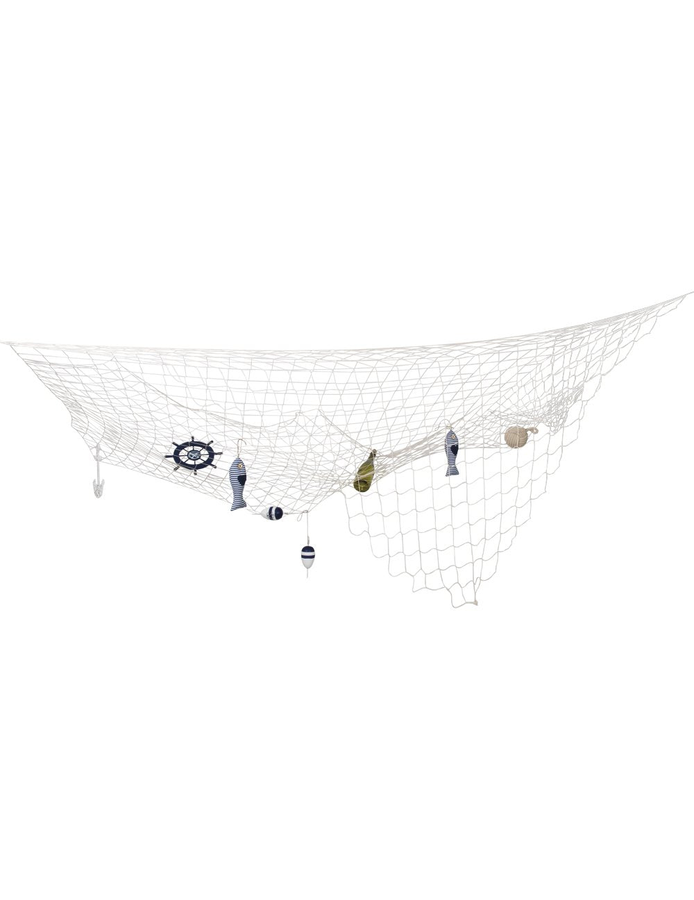 Filet de pêche décoratif marin pour fête blanc avec accessoires marins