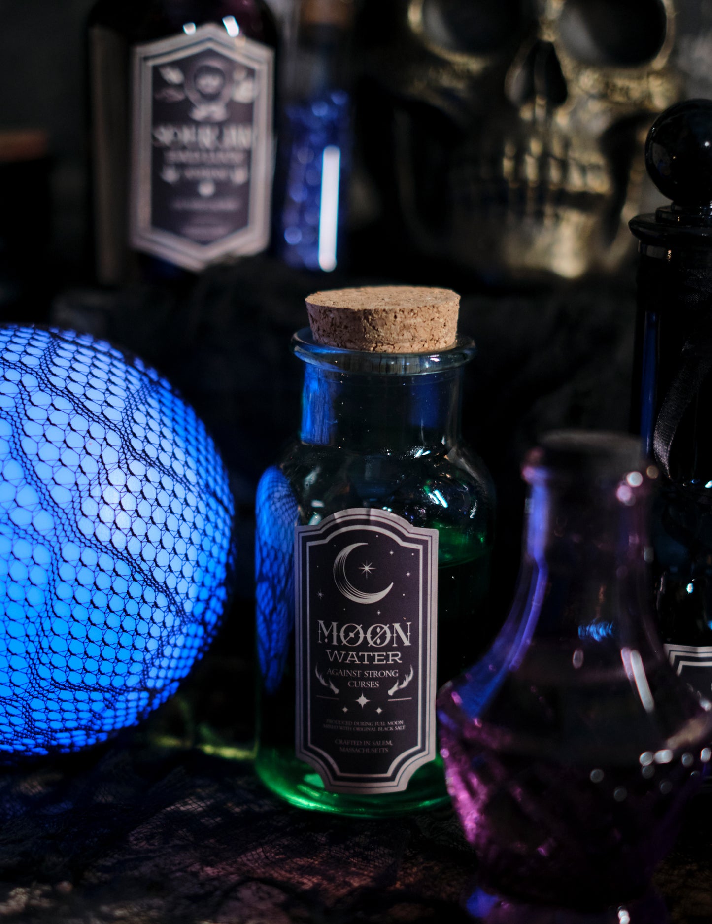 Holdvíz zöld üveg fiola 13.5 cm