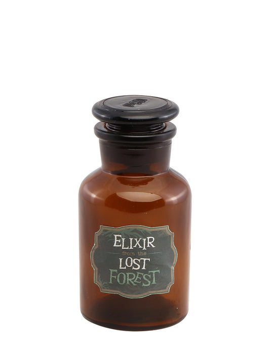 Flacon d'apothicaire Elixir pour décoration marron avec étiquette Lost Forest