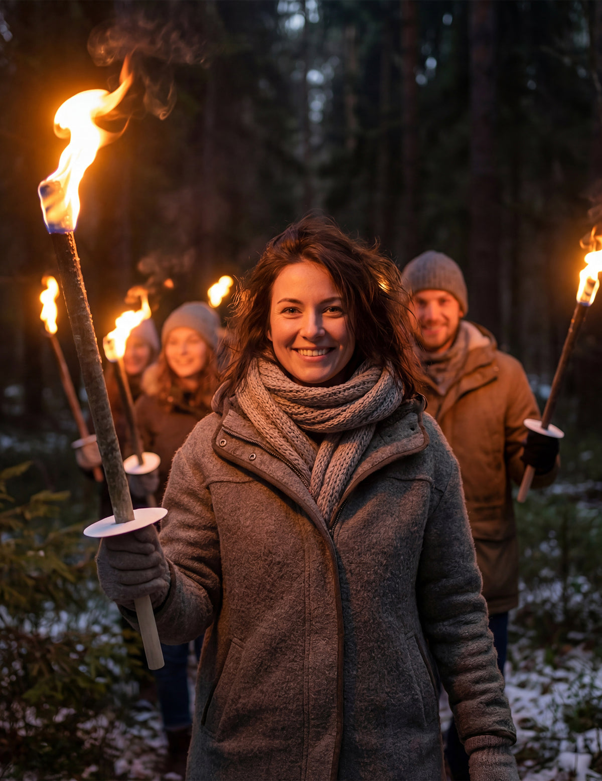 Mise en situation nocturne du flambeau en cire 90 minutes