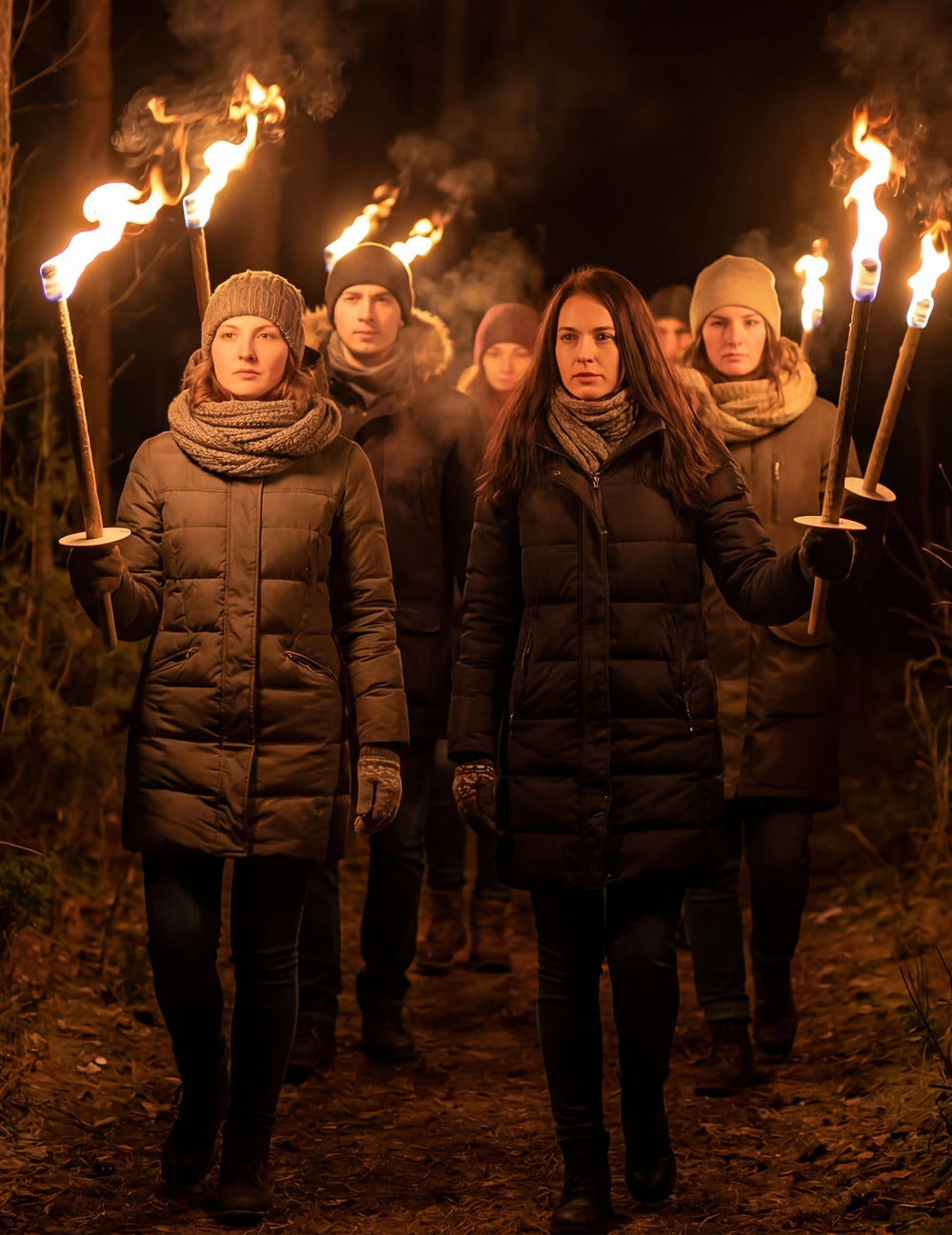 Marche nocturne en groupe du flambeau en cire 90 minutes