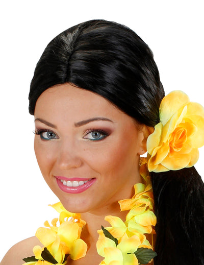 Fleur avec élastique pour cheveux pour femme jaune