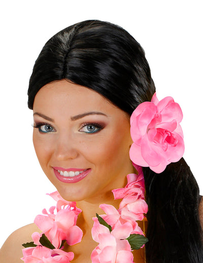 Fleur avec élastique pour cheveux pour femme rose
