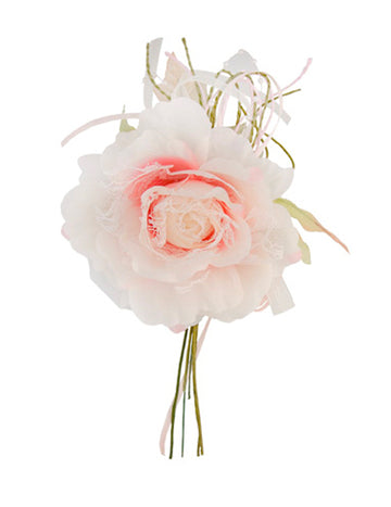 Rózsaszín virág, csipke és gyöngyök, 11 x 20 cm esküvőre