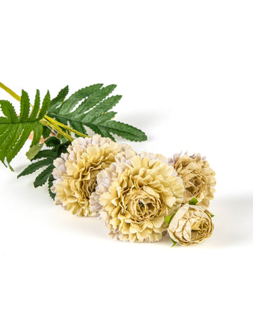 Fleurs de zinnia artificielles pour bouquet beige sur tige