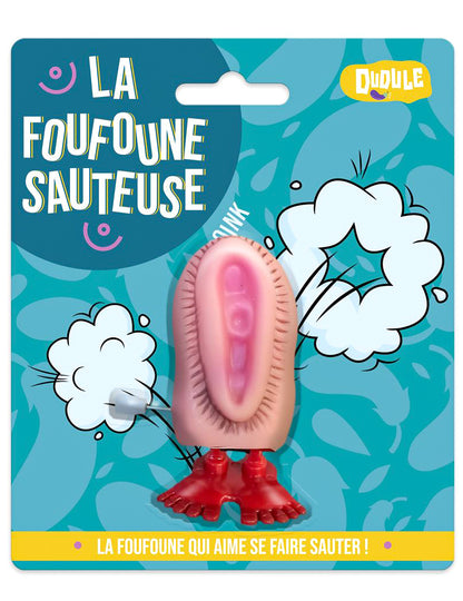 Vue dans son emballage de la foufoune sauteuse humoristique pour adulte