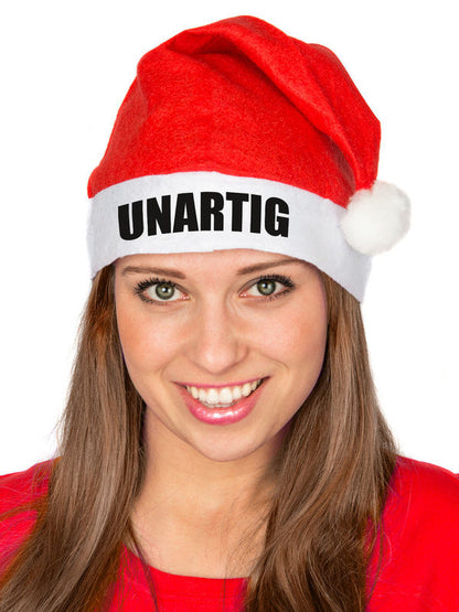 Vicces karácsonyi sapka UNARTIG Mikulás sapka piros-fehér 