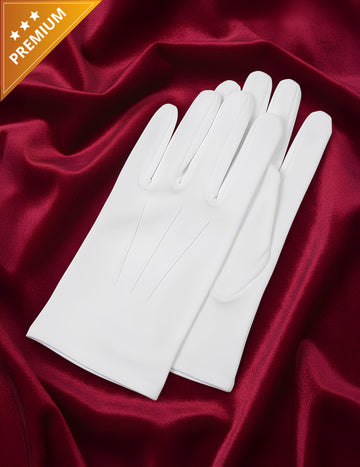 Deluxe felnőtt Mikulás fehér kesztyűk