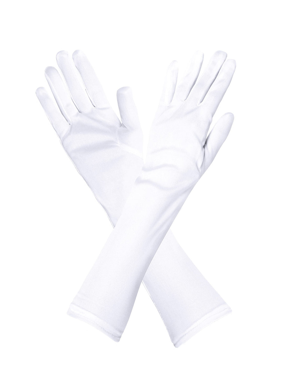 Vue croisée des gants longs pour adulte blancs