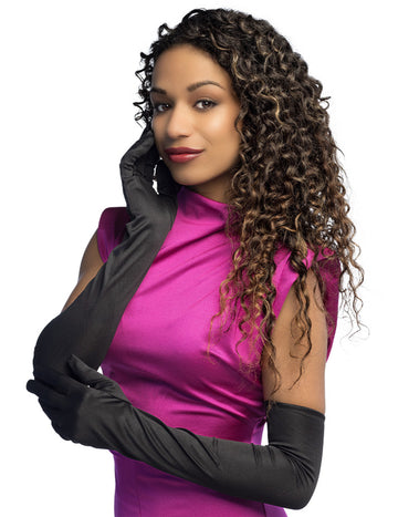 Fekete hosszú kesztyű nőknek