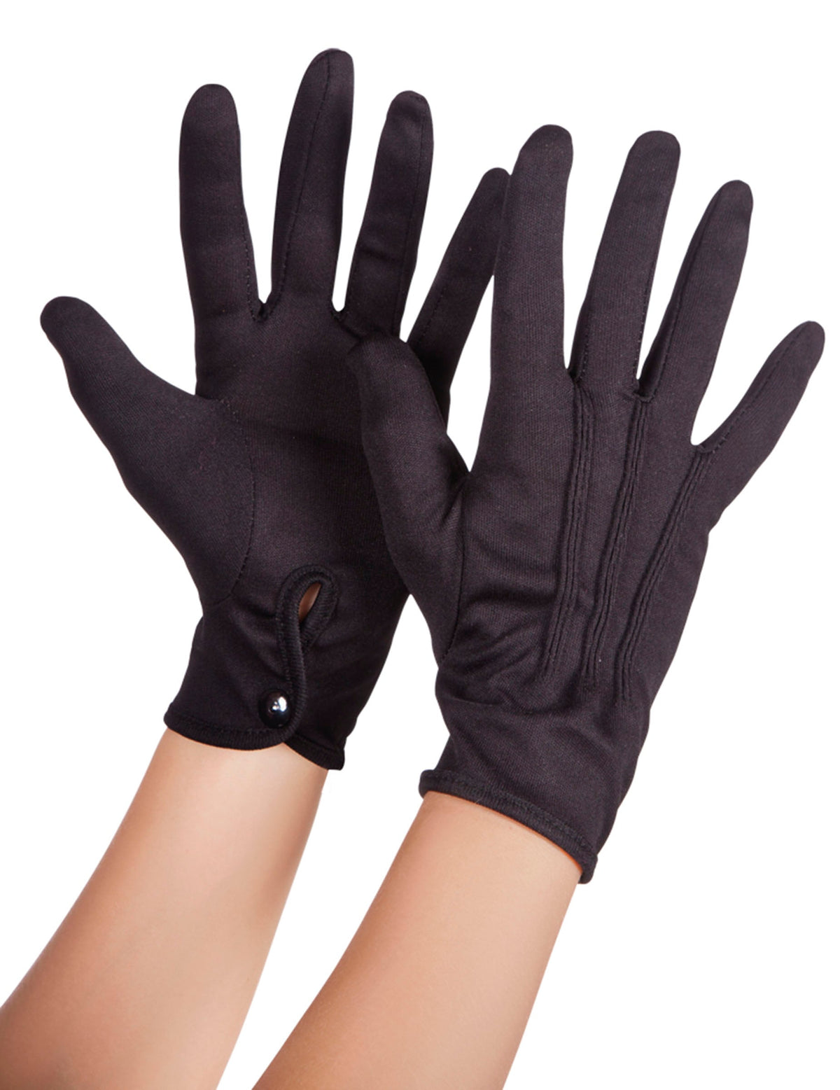 Gants pour adulte noirs avec bouton au poignet