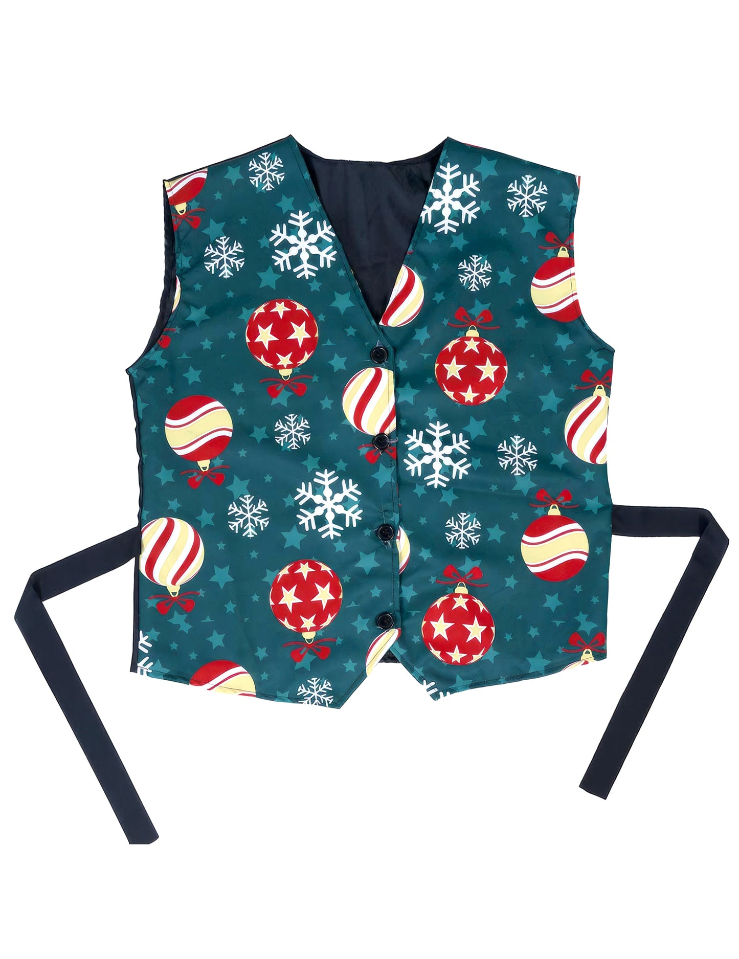 Hópelyhes és karácsonyi gömbös mintás mellény felnőtteknek 