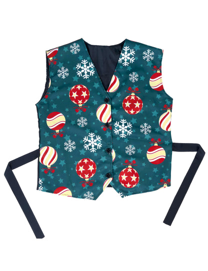 Hópelyhes és karácsonyi gömbös mintás mellény felnőtteknek 