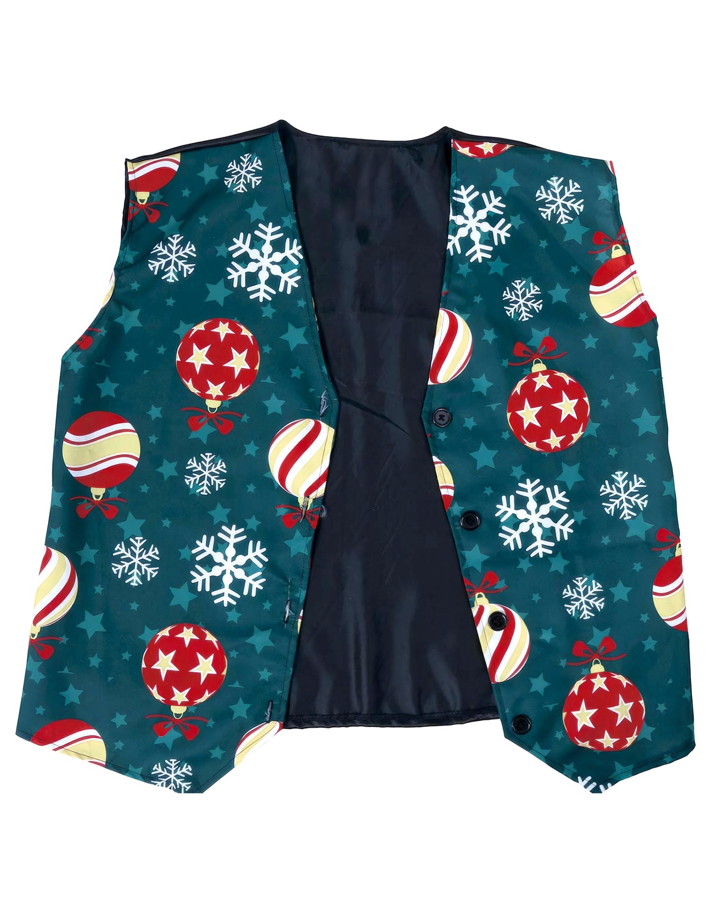 Hópelyhes és karácsonyi gömbös mintás mellény felnőtteknek 