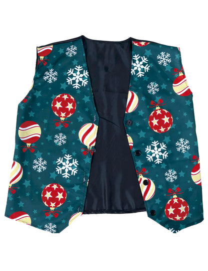 Hópelyhes és karácsonyi gömbös mintás mellény felnőtteknek 