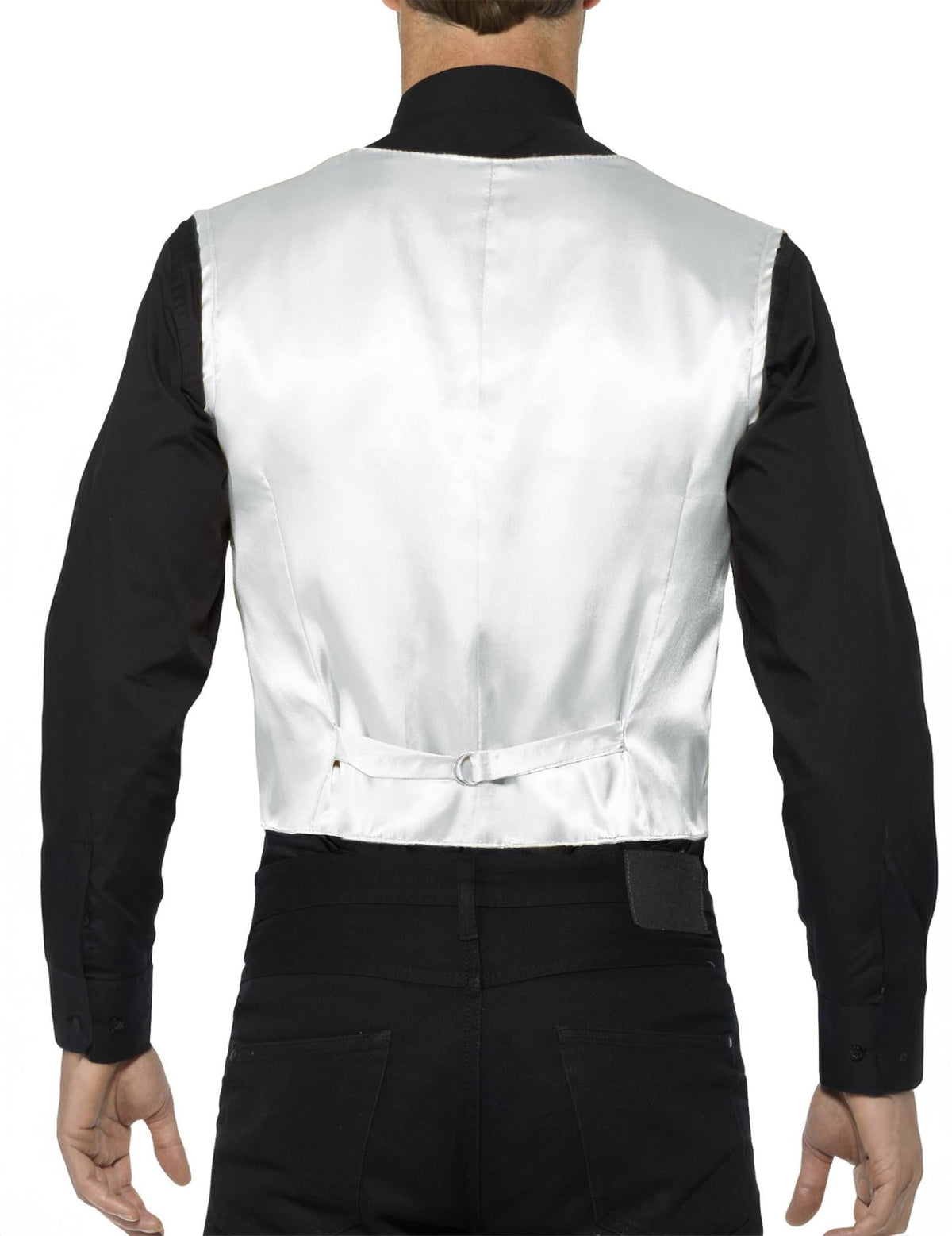 Vue de dos du gilet à sequins pour adulte argent