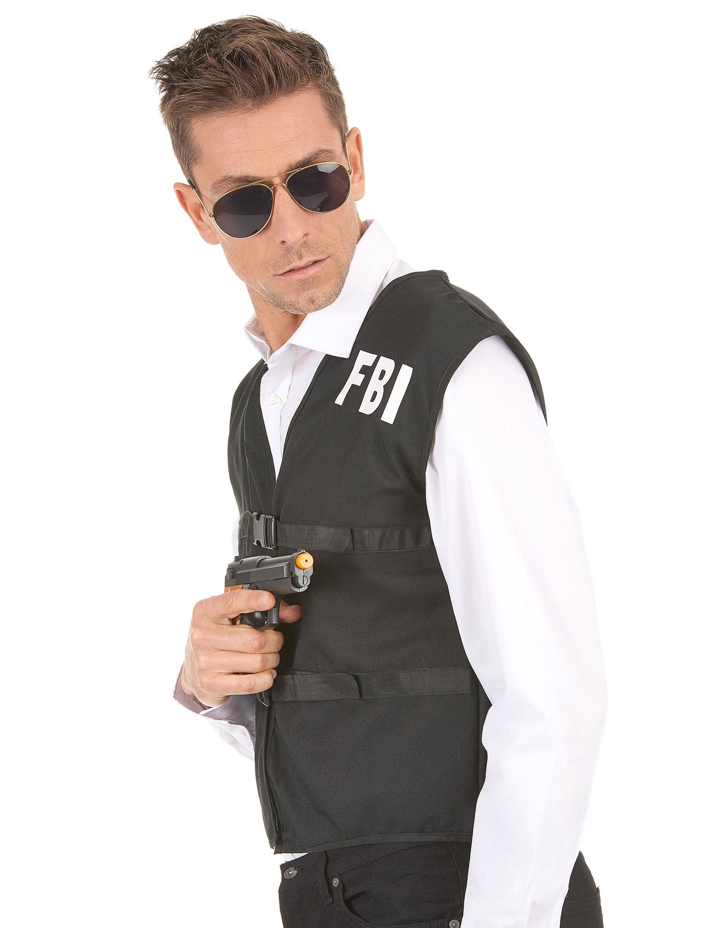Vue de profil du gilet FBI pour adulte