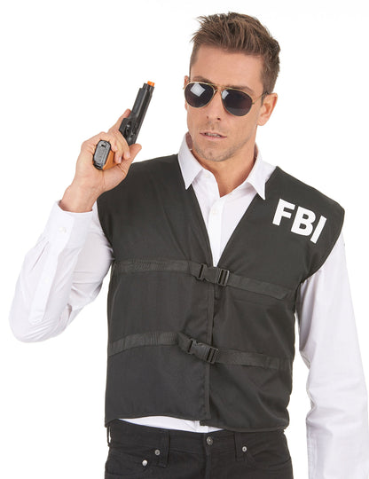 Gilet FBI pour adulte noir avec inscription blanche