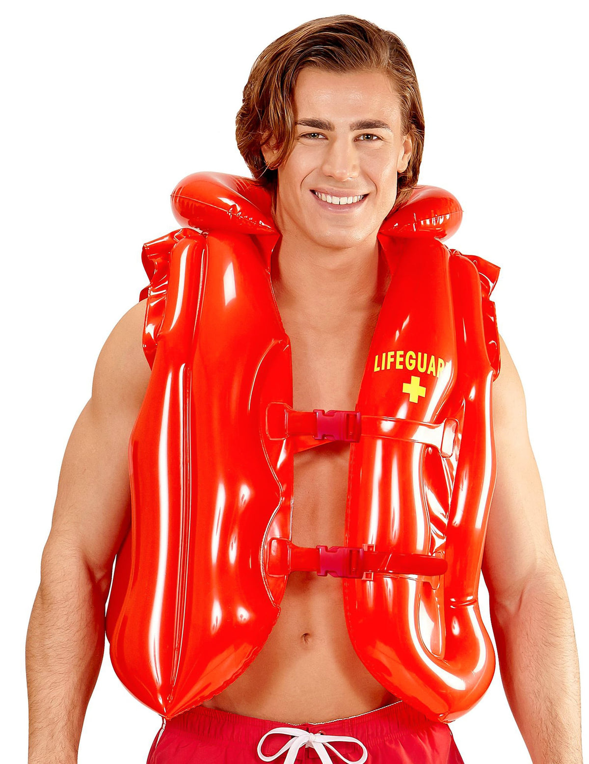 Gros plan sur le système d'attache du gilet de sauvetage gonflable Lifeguard