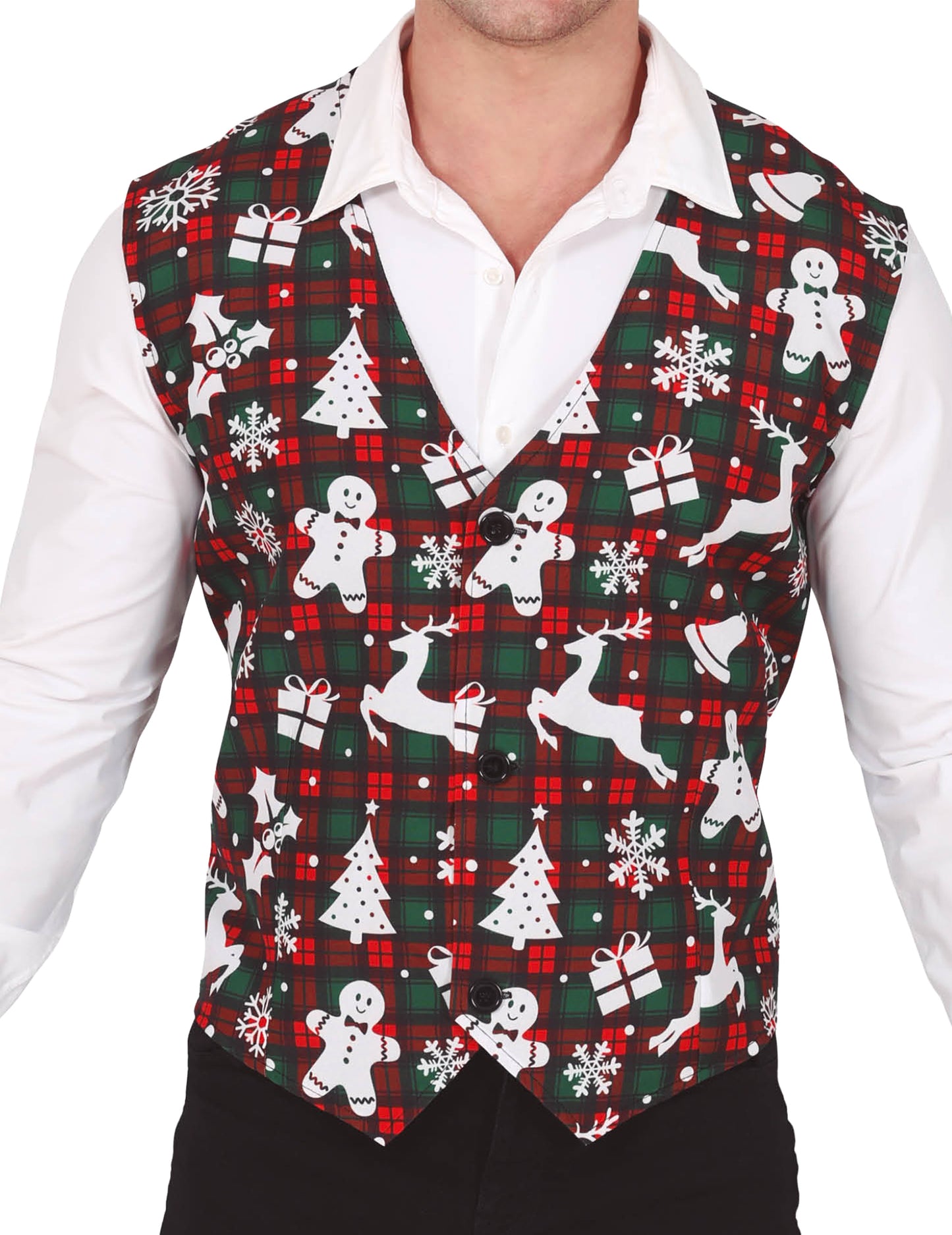 Gilet tartan et motifs de Noël adulte