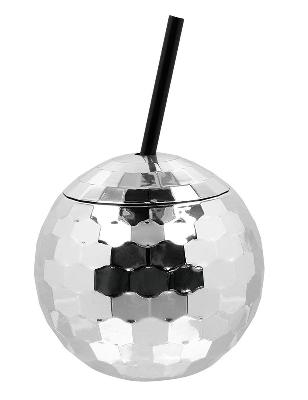 Gobelet boule disco avec paille argent