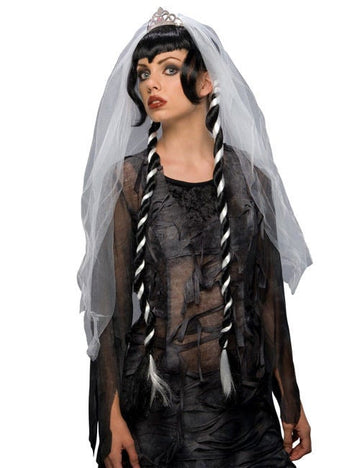 Fekete-fehér gótikus menyasszonyi paróka