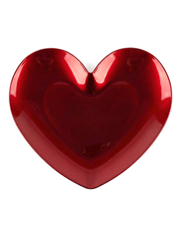 Piros műanyag szív alakú tálalótányér 35.4 cm