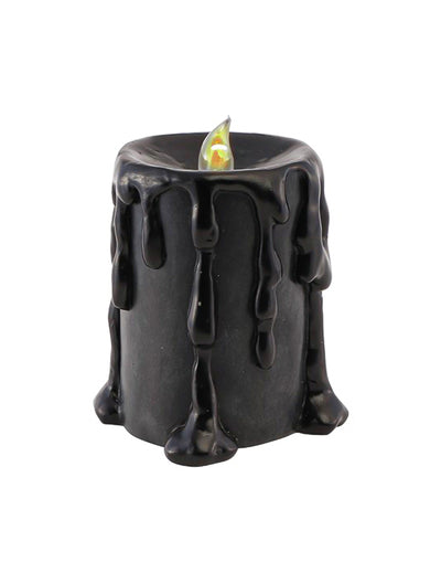 Nagy dekoratív fekete gyertyagyanta LED-del, 10 x 8,5 x 12 cm