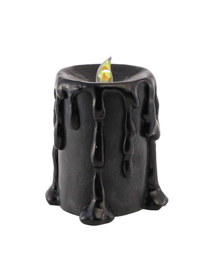 Nagy dekoratív fekete gyertyagyanta LED-del, 10 x 8,5 x 12 cm