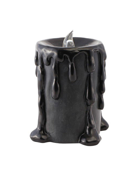 Nagy dekoratív fekete gyertyagyanta LED-del, 10 x 8,5 x 12 cm