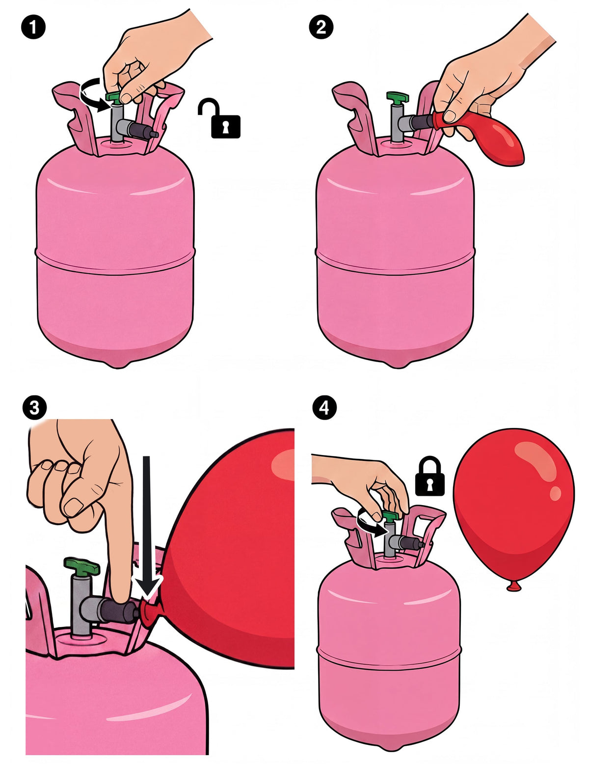 Nagy üveg hélium, legfeljebb 50 léggömb