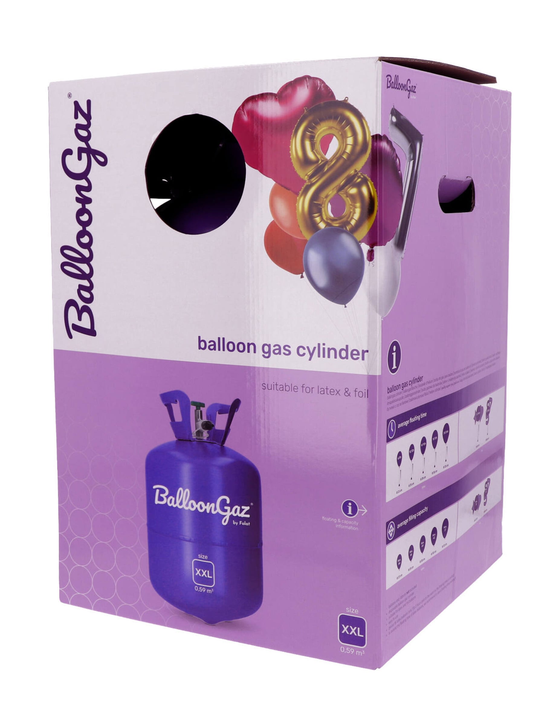 Boîte d'emballage de la bouteille d'hélium pour ballons jusqu'à 85 ballons