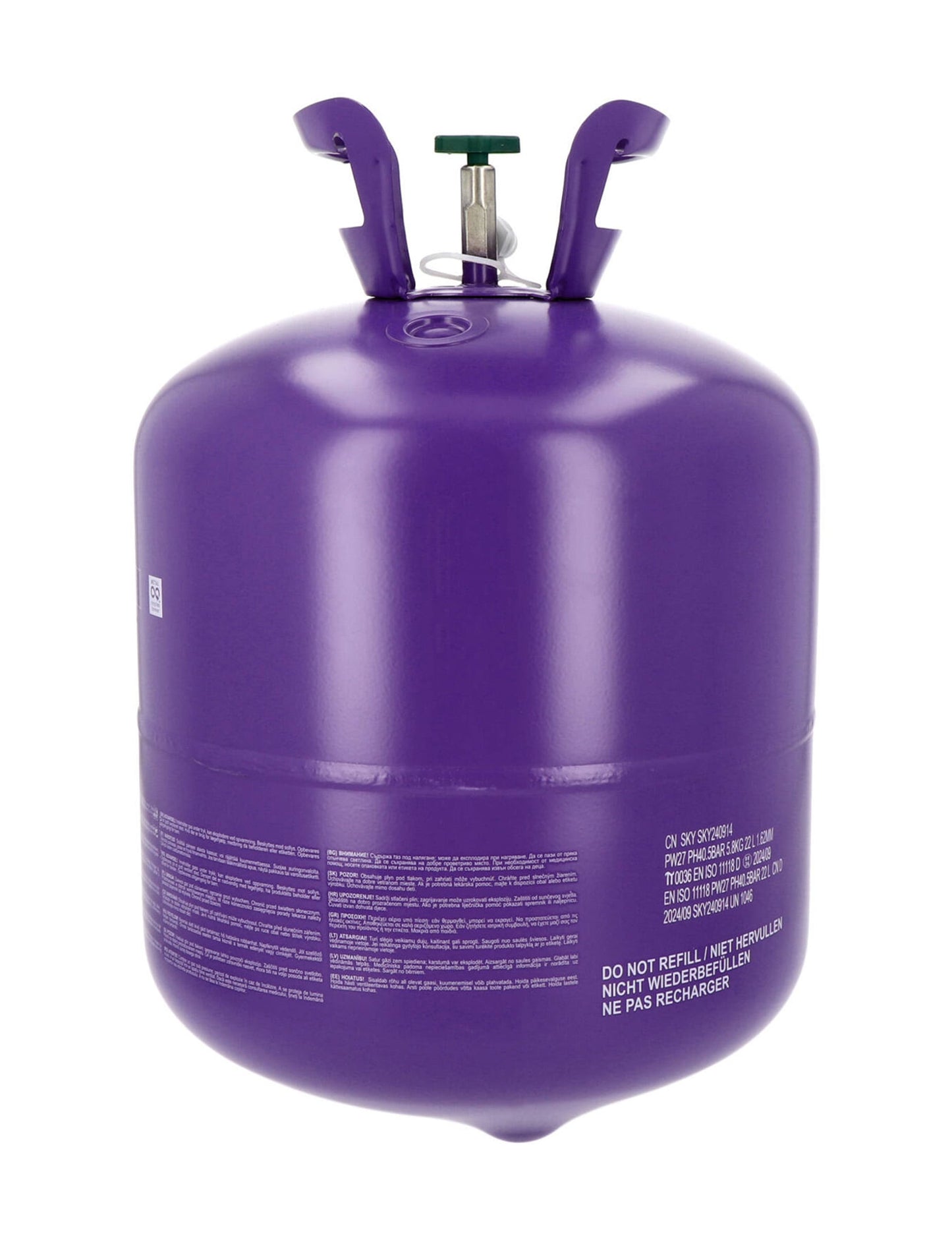 Grande bouteille d'hélium 85 ballons pour fête violette