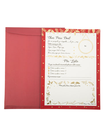 Nagyméretű levél a Mikulásnak, kitöltendő borítékkal, karácsonyi stílusban, 21 x 28,5 cm