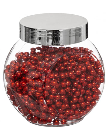 6 méteres piros gyöngyös girland asztaldísznek