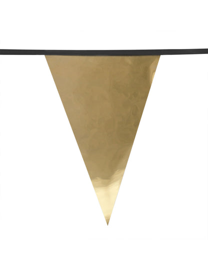 Détail du fanion doré de la guirlande de fanions en plastique Pirate Jolly Roger
