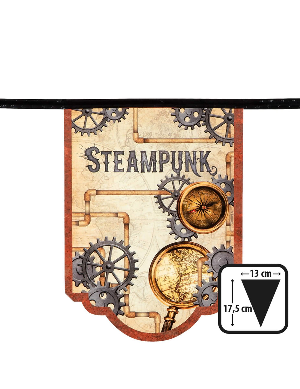 Egy fanion részletes méretei a girlandon 11 karton fanion steampunk