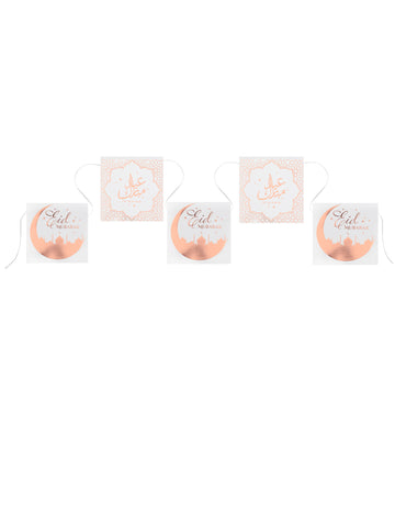 12 kartonból készült girland, rozéarany, 5m, Eid Mubarak ünnepre