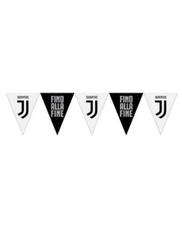 Fekete -fehér Juventus műanyag zászló Garland 320 cm