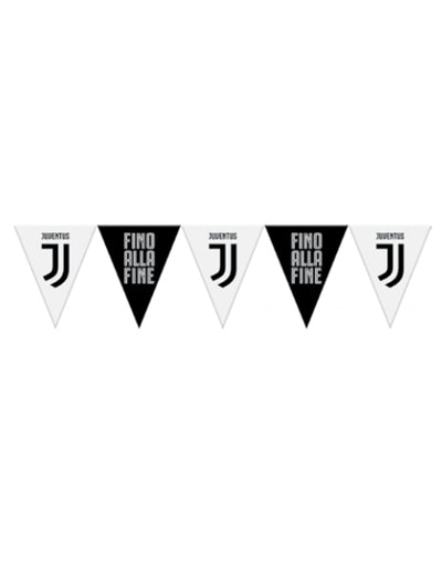 Guirlande à fanions en plastique Juventus pour supporter noire et blanche