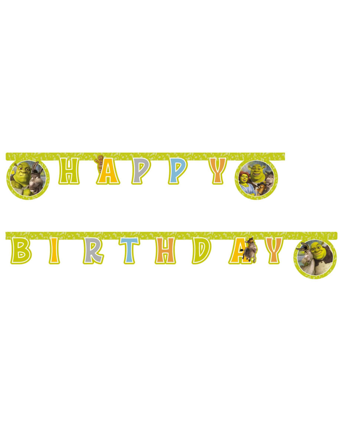 Ízületes Happy Birthday Shrek születésnapra, zöld és sárga, szereplőkkel