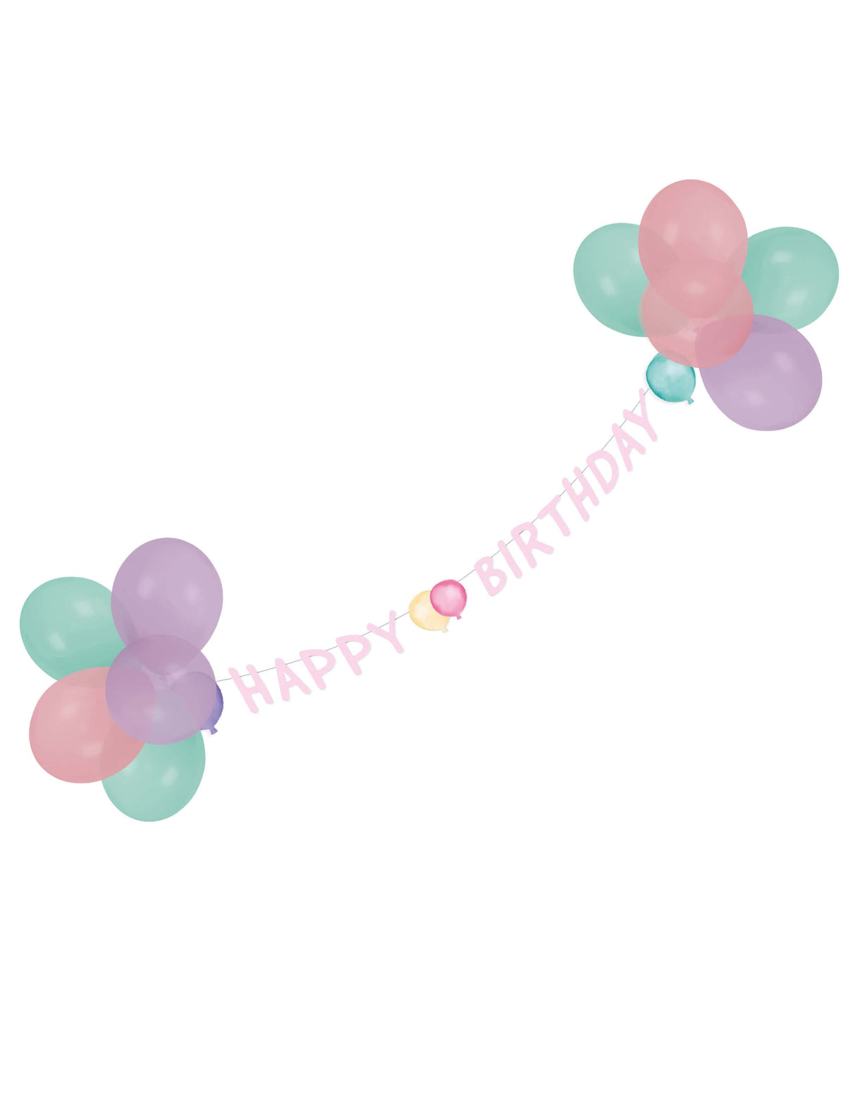 Guirlande avec ballons Happy Birthday pour fête pastel